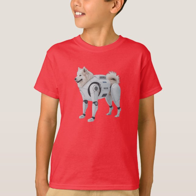 Funny Samoyed Robot Kid's T-Shirt (Front)