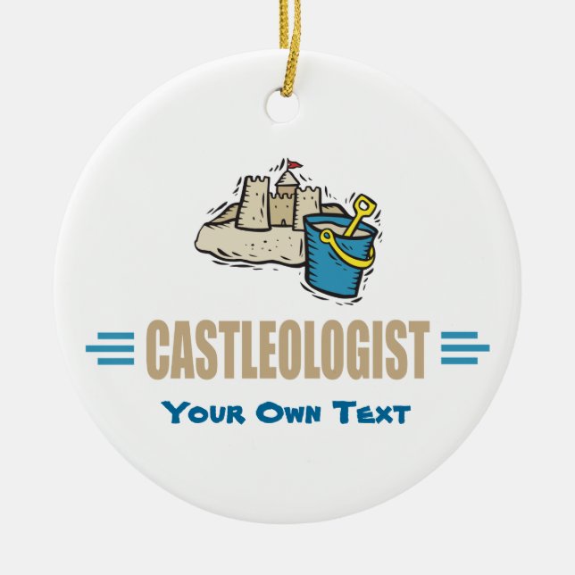 Funny Sandcastle Building Ceramic Tree Decoration (Front)