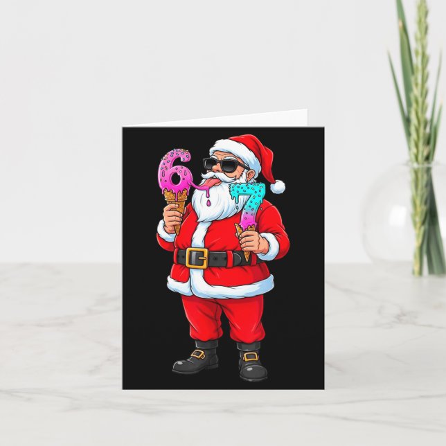 Funny Santa 67 Ice Cream Christmas Drip Xmas Teens Card (Front)
