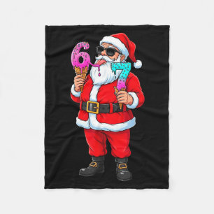 Funny Santa 67 Ice Cream Christmas Drip Xmas Teens Fleece Blanket