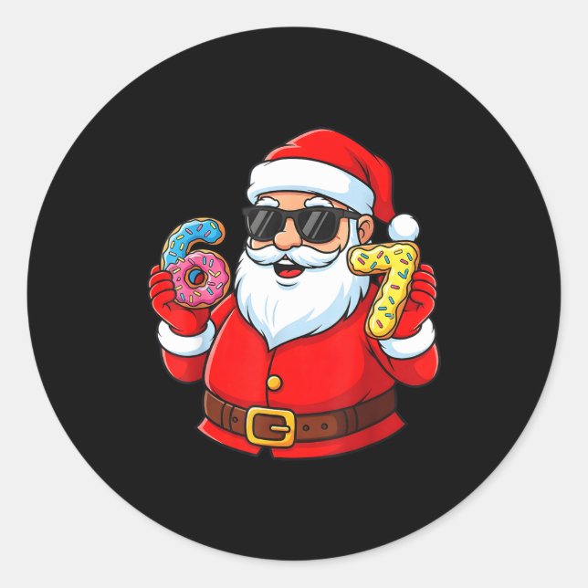 Funny Santa 67 Ice Cream Drip Christmas Xmas Boys  Classic Round Sticker (Front)