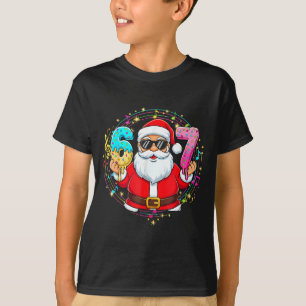 Funny Santa 67 Ice Cream Drip Christmas Xmas Teens T-Shirt