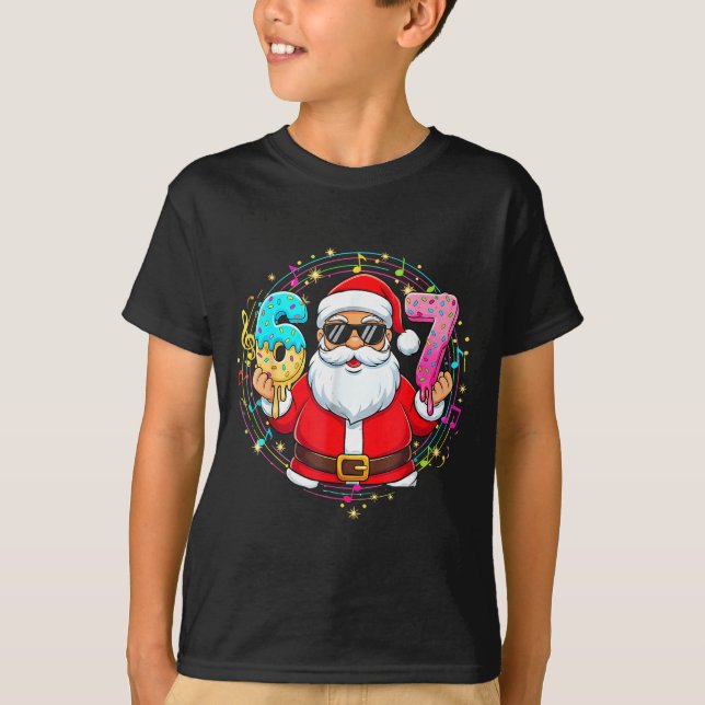 Funny Santa 67 Ice Cream Drip Christmas Xmas Teens T-Shirt (Front)