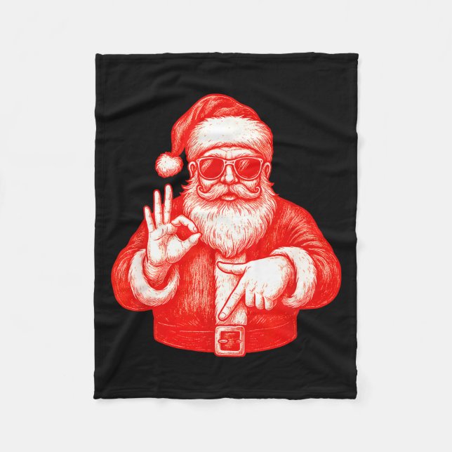 Funny Santa 6 7 Meme Design _ Christmas Math Humor Fleece Blanket (Front)