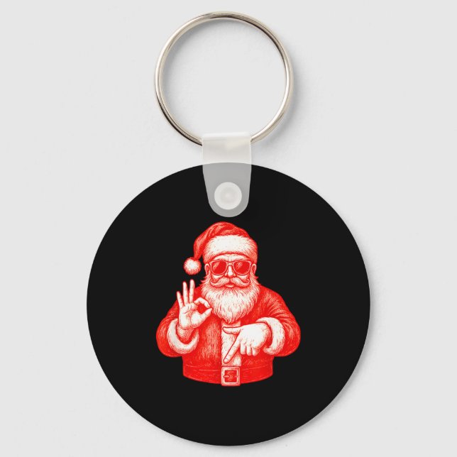 Funny Santa 6 7 Meme Design _ Christmas Math Humor Key Ring (Front)