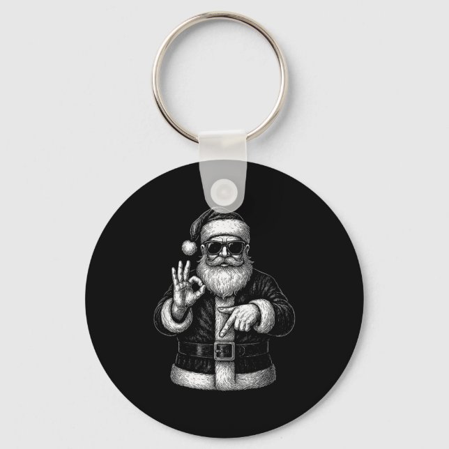 Funny Santa 6 7 Meme Design _ Christmas Math Humor Key Ring (Front)