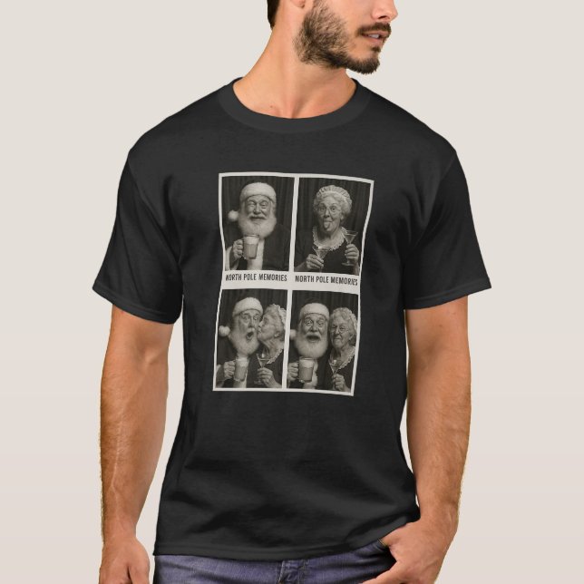Funny Santa and Mrs Claus Photo Booth Christmas Pa T-Shirt (Front)