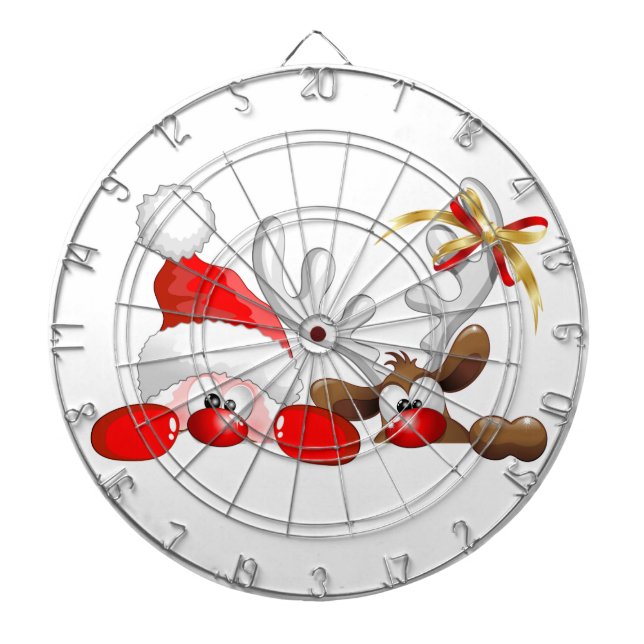 Funny Santa and Reindeer Cartoon     Dartboard (Front)