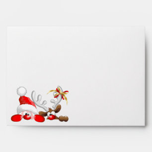 Funny Santa and Reindeer Cartoon Envelope