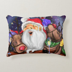 Funny Santa and Reindeers Christmas Party - Cheers Decorative Cushion