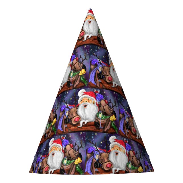 Funny Santa and Reindeers Christmas Party - Fun Hat (Front)