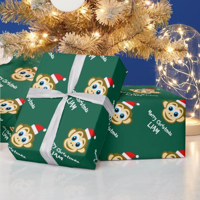 Funny Santa ape Christmas wrapping paper for kids (Holidays)