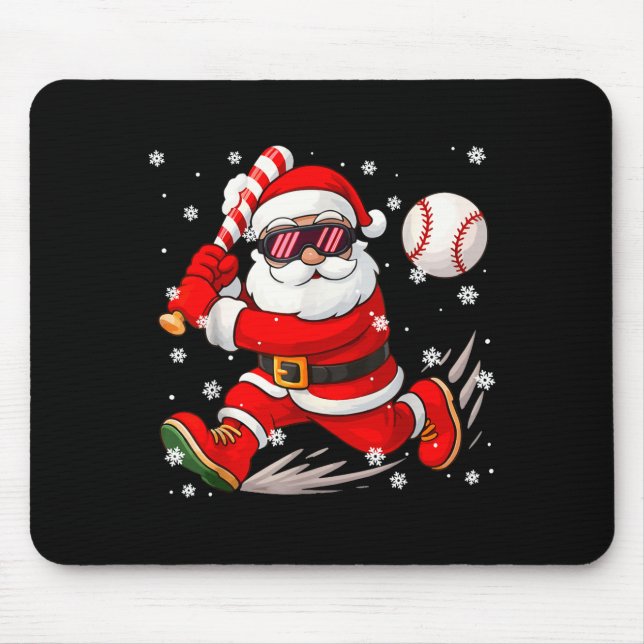 Funny Santa Baseball Christmas Pajamas Xmas Men Bo Mouse Pad (Front)