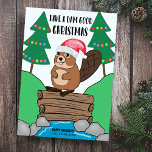Funny Santa Beaver Dam Good Christmas Holiday Card<br><div class="desc">Share some holiday humour with this Christmas card featuring a cute beaver in a Santa hat standing atop its dam in a stream bordered by Christmas trees. Greeting says "Have a dam good Christmas". Original artwork by KL Stock.</div>