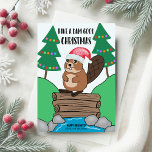 Funny Santa Beaver Dam Good Christmas Holiday Card<br><div class="desc">Share some holiday humour with this Christmas card featuring a cute beaver in a Santa hat standing atop its dam in a stream bordered by Christmas trees. Greeting says "Have a dam good Christmas". Original artwork by KL Stock.</div>