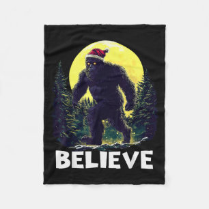 Funny Santa Bigfoot Christmas Sasquatch Believe Xm Fleece Blanket