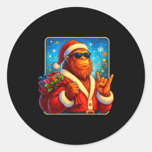 Funny Santa Bigfoot Christmas Sasquatch Xmas Boys Classic Round Sticker