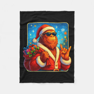 Funny Santa Bigfoot Christmas Sasquatch Xmas Boys  Fleece Blanket