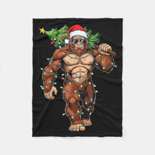 Funny Santa Bigfoot Christmas Tree Christmas Crypt Fleece Blanket