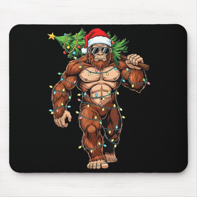 Funny Santa Bigfoot Christmas Tree Christmas Crypt Mouse Pad (Front)