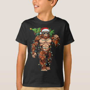 Funny Santa Bigfoot Christmas Tree Christmas Crypt T-Shirt