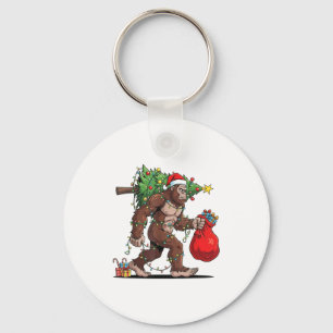 Funny Santa Bigfoot Christmas Tree Lights Xmas Boy Key Ring