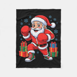 Funny Santa Boxing Lover Boxer Holiday Christmas X Fleece Blanket