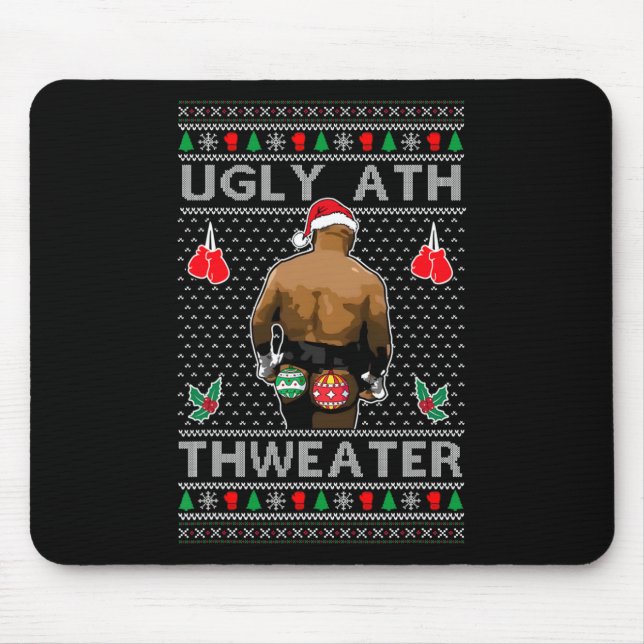 Funny Santa Boxing Ugly Ath Sweater Merry Christma Mouse Pad (Front)