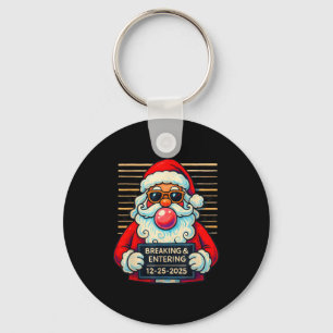 Funny Santa Breaking And Entering Christmas  Key Ring