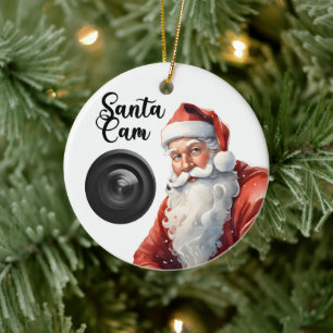 Funny Santa Cam Christmas Ceramic Tree Decoration