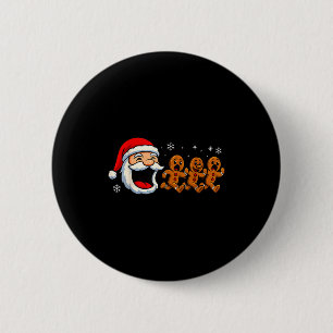 Funny Santa Chasing Gingerbread Christmas Cookie 6 Cm Round Badge