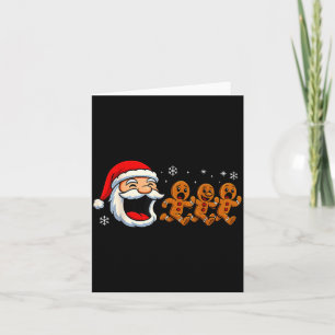 Funny Santa Chasing Gingerbread Christmas Cookie Card