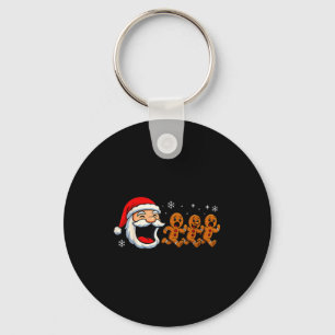 Funny Santa Chasing Gingerbread Christmas Cookie  Key Ring