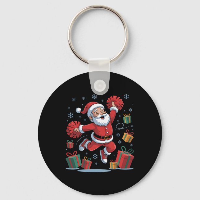 Funny Santa Cheering Cheerleading Christmas Xmas P Key Ring (Front)