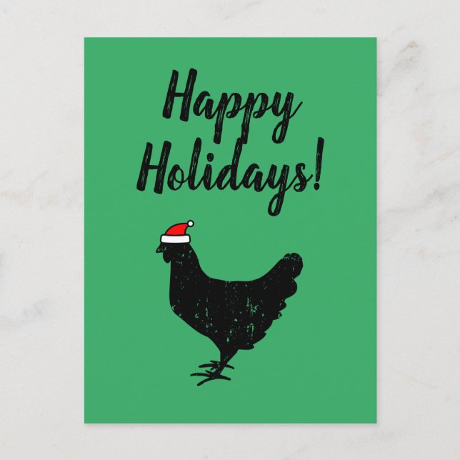 Funny Santa chicken Christmas Holiday postcards (Front)