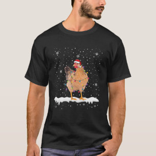Funny Santa Chicken Christmas Lights Animals Lover T-Shirt