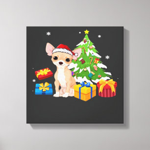 Funny Santa Chihuahua Dog Christmas Tree Gifts Xma Canvas Print