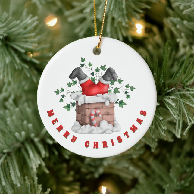 Funny Santa Chimney Merry Christmas Ceramic Tree Decoration (Tree)