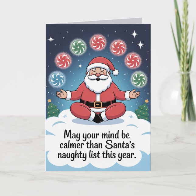 Funny Santa Christmas Card – Meditation Humour | C (Front)