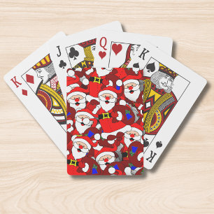 Funny Santa Christmas Collage Playing Cards