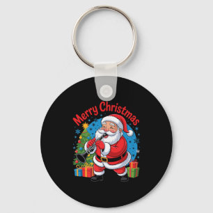 Funny Santa Christmas Design Clarinet Holiday Xmas Key Ring