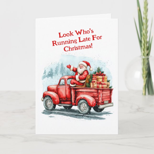 Funny Santa Christmas Folded Holiday Card (Front)