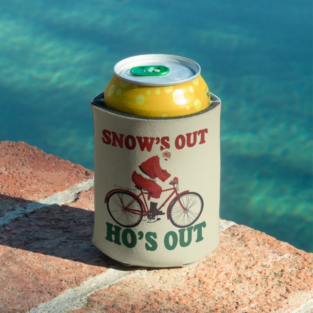 Funny Santa Christmas Santa's Out Ho's Out  Can Cooler (In Situ Pool)