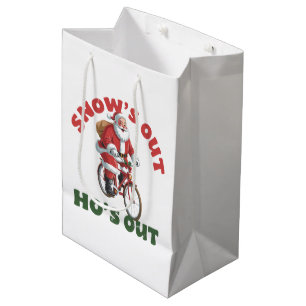 Funny Santa Christmas Snow's Out Ho's Out  Medium Gift Bag