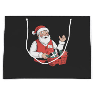 Funny Santa Christmas Store Cashier Worker   Large Gift Bag
