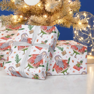 Funny Santa Claus and Christmas Trees  Wrapping Paper