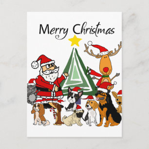 Funny Santa Claus and Friends Christmas Cartoon Postcard
