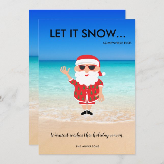 Funny Santa Claus Beach Tropical Florida Christmas Holiday Card (Front/Back)