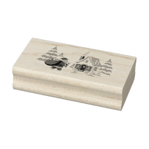 Funny Santa Claus brings Christmas gifts Rubber Stamp