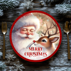 Funny Santa Claus Cartoon Holiday Party Paper  Plate